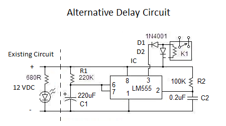 Alternate Delay Circuit with LM555 - Schematic